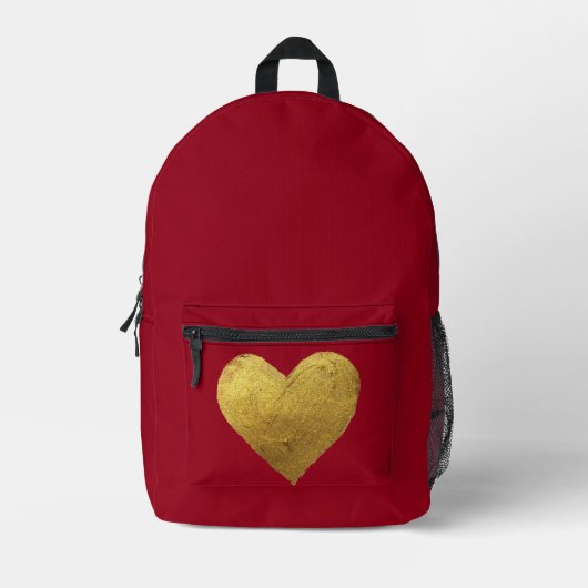 Sac à dos rouge Coeur d'or Symbole d'amour (Recto)