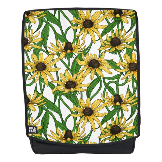 Sac À Dos Rudbekia jaune sur blanc (Devant)