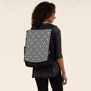 Sac À Dos Sayagata motif, japonais, noir et blanc
