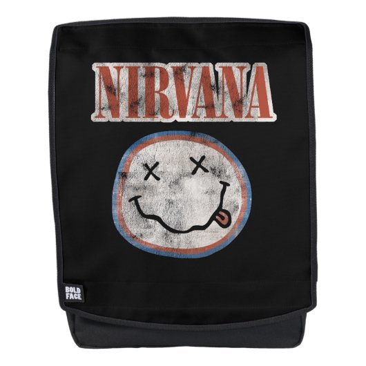 Sac à dos souriant blanc de nirvana et bleu rouge (Devant)