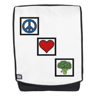 Sac À Dos Symboles Peace Love et Broccoli