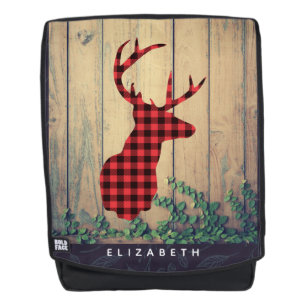 Sac À Dos Tête de cerf avec bois sur planches de bois avec f