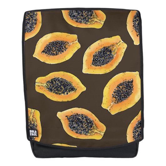 Sac À Dos Tranches de Papaya sur brun foncé (Devant)
