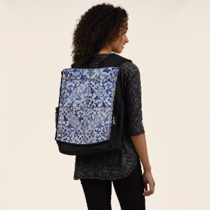 Sac À Dos Tuiles portugaises - Azulejo Floral bleu et blanc