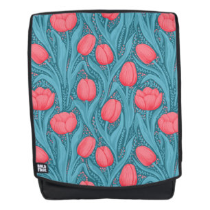 Sac À Dos Tulipes en bleu et rouge