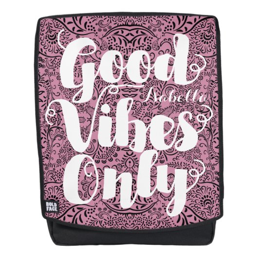 Sac À Dos Typographie Calligraphie Lilac Good Vibes uniqueme (Devant)