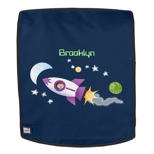 Sac À Dos Un adorable vaisseau-fusée dans l'espace dessin an (Devant amovible)