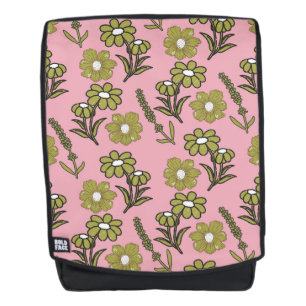 Sac À Dos Vert rose rétro Y2K Funky Hippie Flower Motif