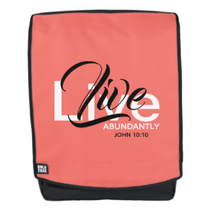Sac À Dos VIVRE ABONDAMMENT chrétien Abondant Vie Corail