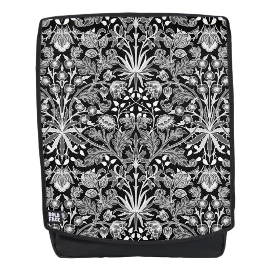 Sac À Dos William Morris Hyacinth Imprimer, noir et blanc (Devant)