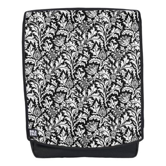 Sac À Dos William Morris Thistle Damask, noir et blanc (Devant)