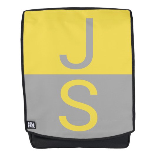Sac À Dos Yellow & Grey Modern Initials monogram (Devant)