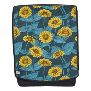 Sac À Dos Zinnias jaune sur bleu foncé