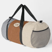 Sac à duffel Brown, gris, ivoire et personnalisé (Coin droit)