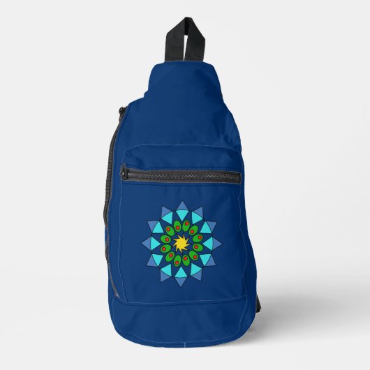 Sac à élingue - Mandala bleu et vert (Recto)