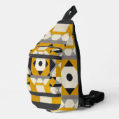 Sac à élingue moderne géométrique jaune et gris (Coin droit)