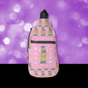 Sac à élingue rose Motif de la pile de lecture