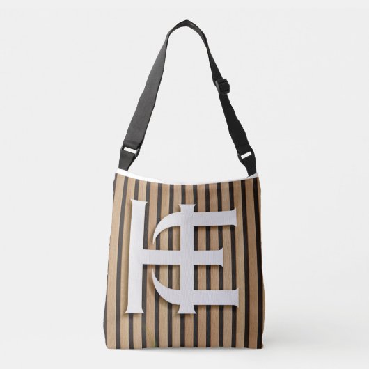 Sac à épaule rayé moderne avec monogramme audacieu (Devant)