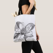 Sac à fleurs noir et blanc (De près)