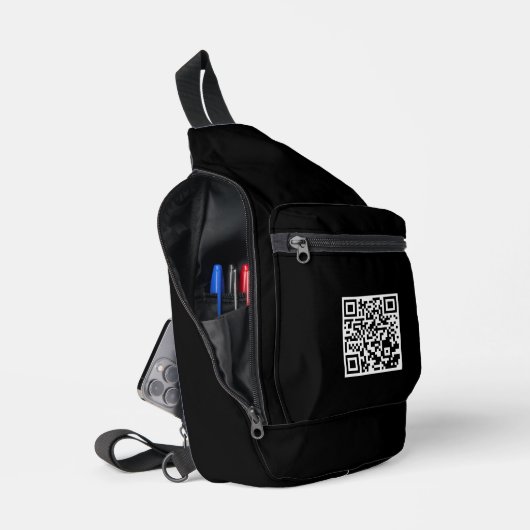 Sac à lame à couture noire élégant avec code QR (Ouvrir)