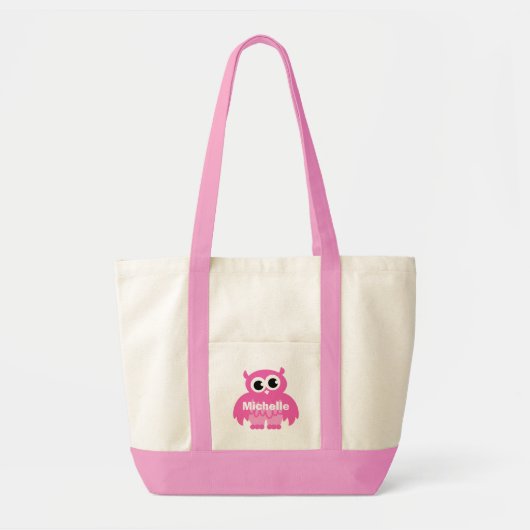 Sac à langer rose pour hibou avec nom de bébé pers (Devant)