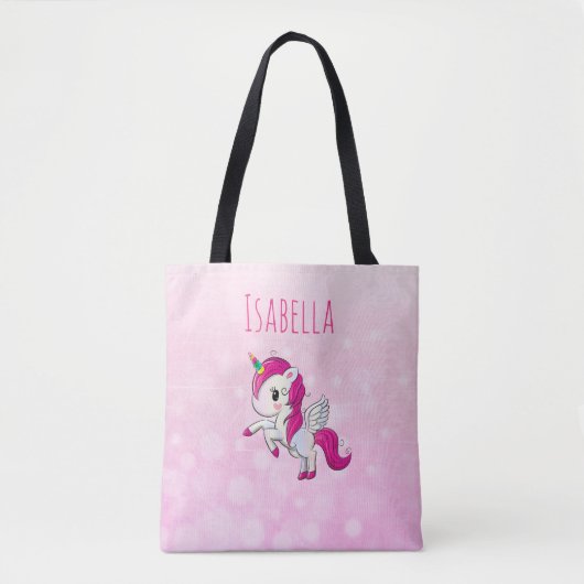 Sac à licorne rose pour fille personnalisée (Devant)