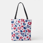 Sac à main à coeurs rouges et bleus (Dos)