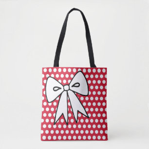 Sac à main à pois rouges avec nœud papillon