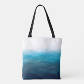Sac à main aquarelle vagues océaniques, turquoise (Dos)