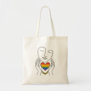 Sac à main arc-en-ciel cœur tote art minimaliste h