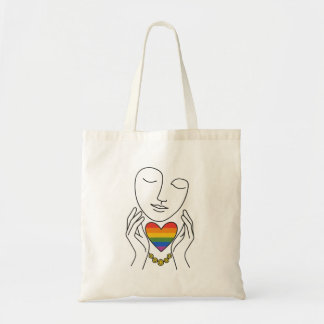 Sac à main arc-en-ciel cœur tote art minimaliste h