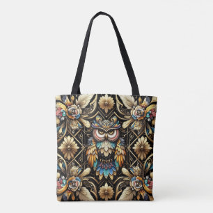 Sac à main Art déco hiboux arc-en-ciel