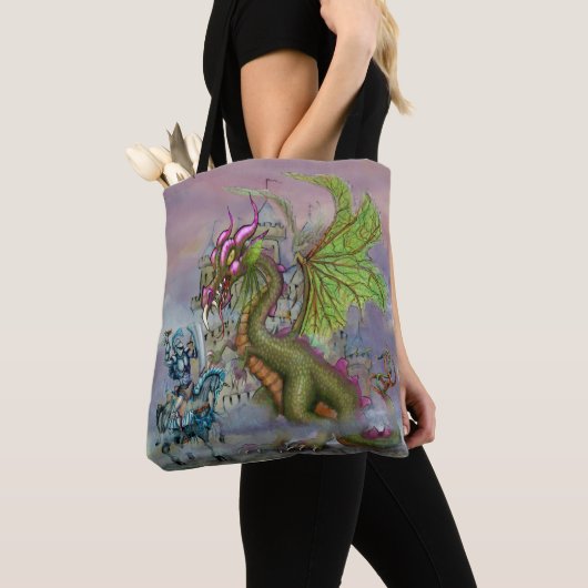 Sac à main artistique Chevalier et Dragon (De près)