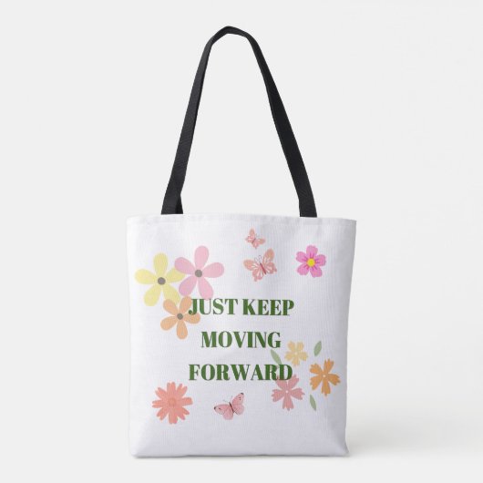 Sac à main avec citation motivante et fleurs paste (Dos)