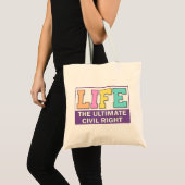 Sac à main avec un message de vie. (Devant (produit))