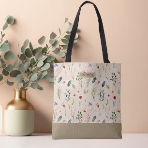 Sac à main beige élégant bohème fleur sauvage mign