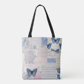 Sac à main bleu et blanc papillon musical (Dos)