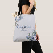 Sac à main bleu poussiéreux blanc floral pour la t (De près)
