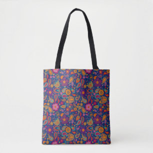 Sac à main bohème flamant rose paisley en saphir