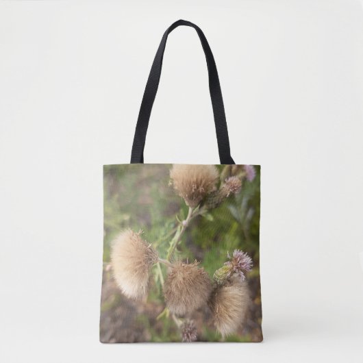 Sac à main botanique en toile rustique avec chardo (Devant)
