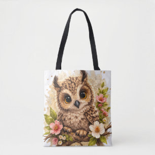 Sac à main chouette mignonne Grands yeux Fleur Ani