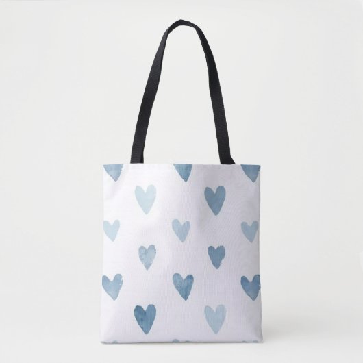 Sac à main cœurs aquarelle bleue (Devant)