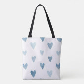 Sac à main cœurs aquarelle bleue (Dos)