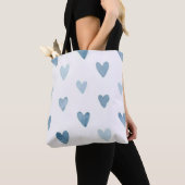 Sac à main cœurs aquarelle bleue (De près)