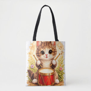 Sac à main Cute Kitten Drum Kawaii Chat Musique