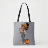 Sac à main d'automne avec une fille épouvantail mi (Devant)