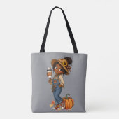Sac à main d'automne avec une fille épouvantail mi (Dos)