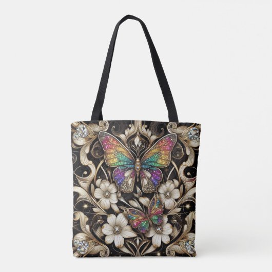 Sac à main de luxe diamants papillon arc-en-ciel (Dos)