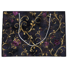 Sac à main de luxe floral doré de minuit
