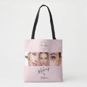Sac à main de maquillage Votre logo 3 Photo Script (Devant)